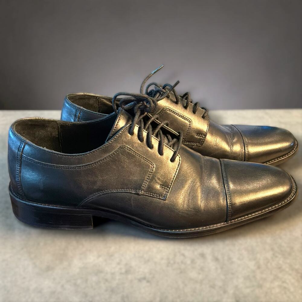 Men's 10.5 J. MURPHY by Johnston & Murphy Black Cap Toe Oxford Shoes EUC
